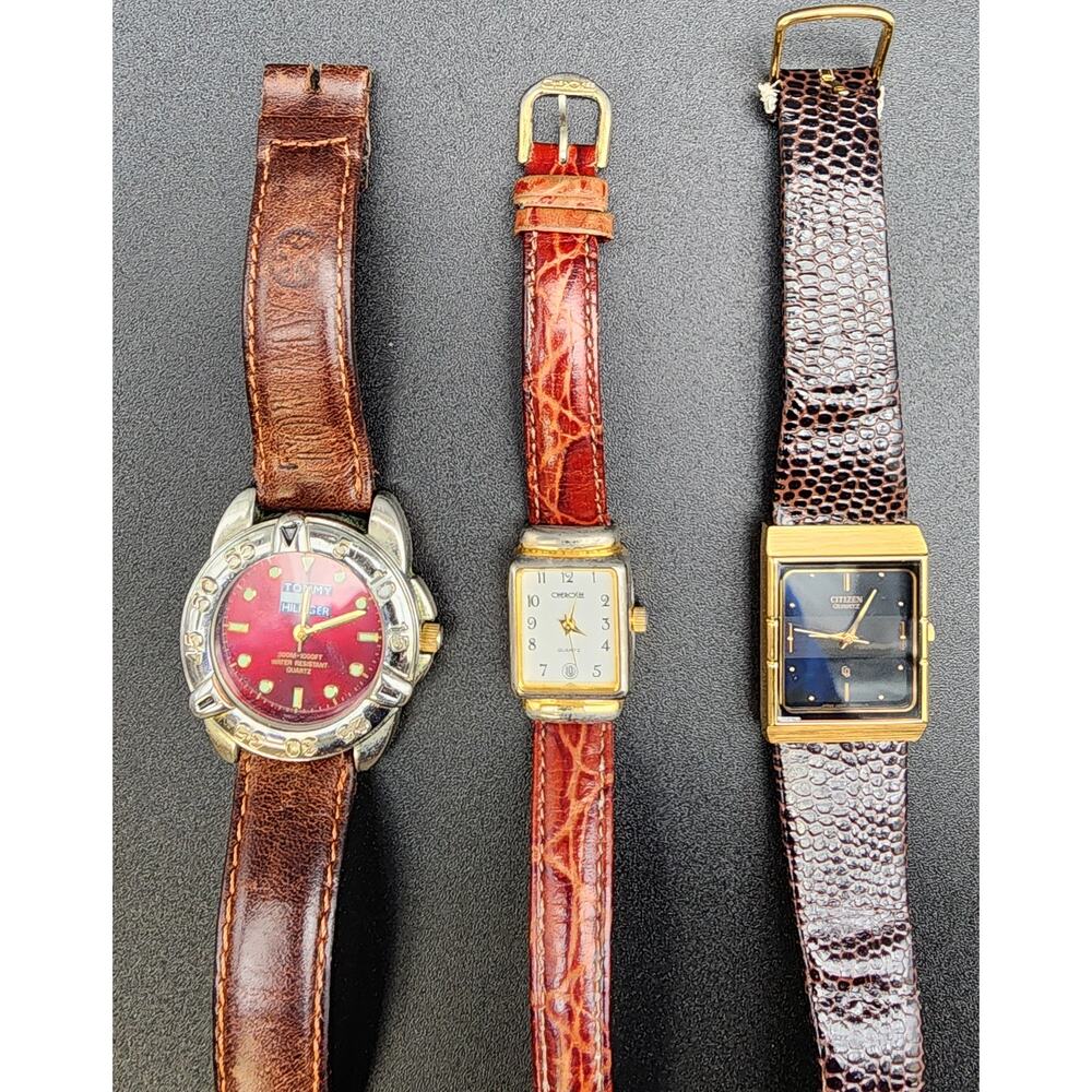 VTG Batch Trio Lot, Tommy Hilfiger, Citizen, Cherokee, Working, Needs Batteries